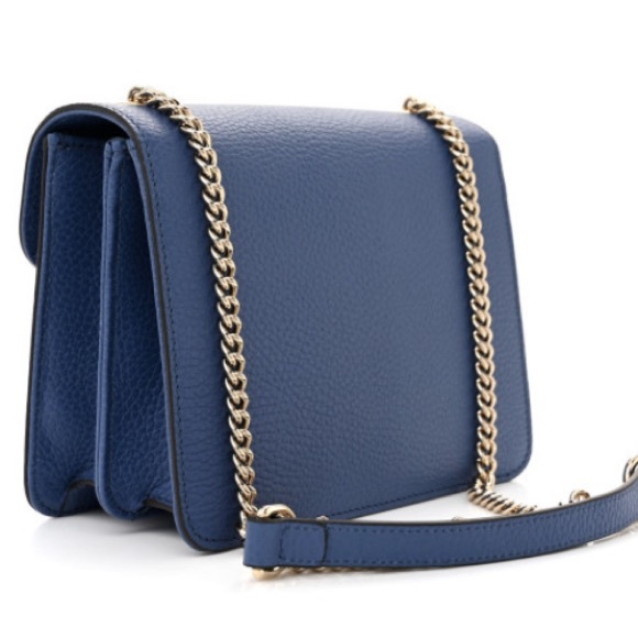 Blue Gucci Chain Strap / Crossbody or Shoulder leather Handbag - Picture 5 of 16